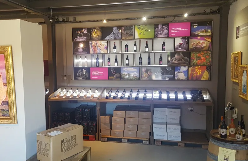 Exposition des bouteilles en vitrine transparente éclairée de la Cave Les Terroirs Du Vertige